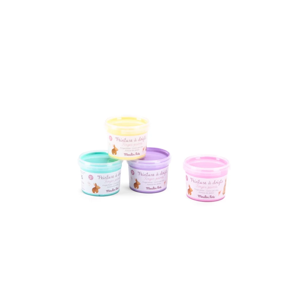4 pots de peinture à doigts pastel Les Rosalies - Moulin Roty