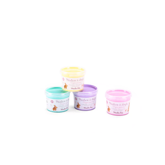 4 pots de peinture à doigts pastel Les Rosalies - Moulin Roty