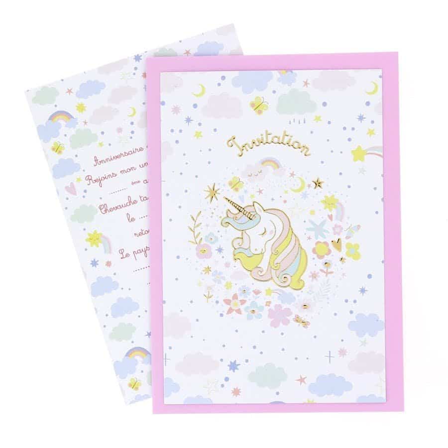 6 cartes d'invitation Licornes - Annikids