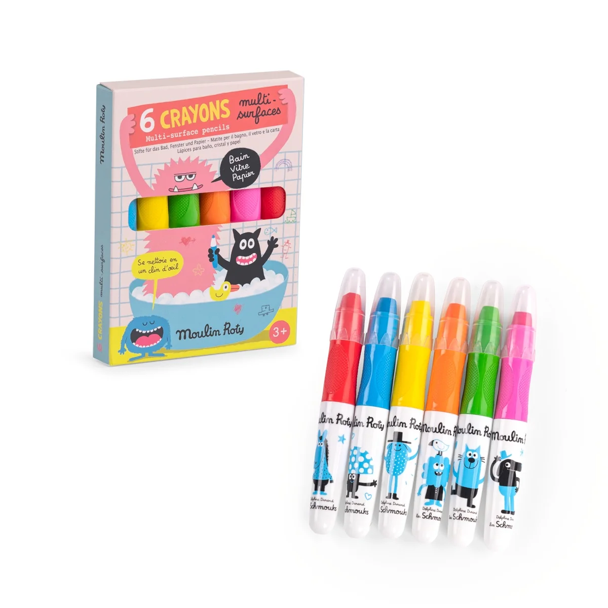 6 crayons multisurfaces Les Schmouks - Moulin Roty