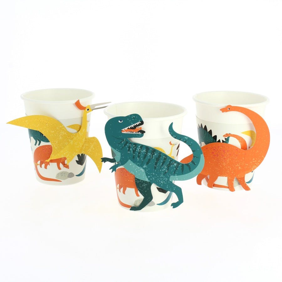 6 gobelets en carton et papier Dinosaures - Annikids