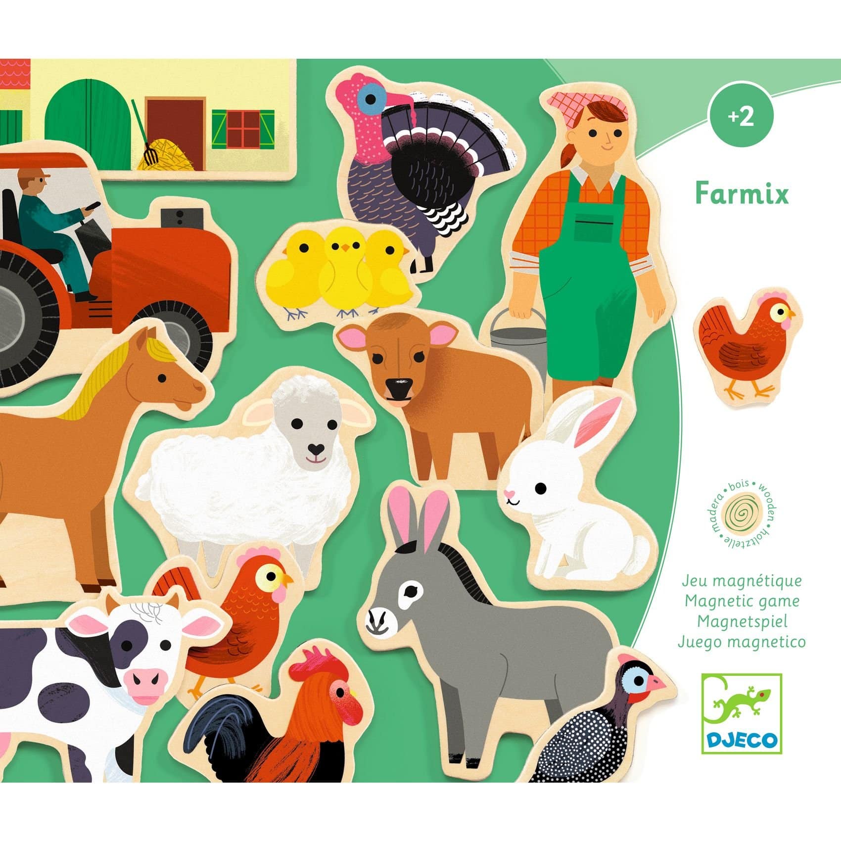 Aimants en bois Animaux de la ferme Farmix - Djeco