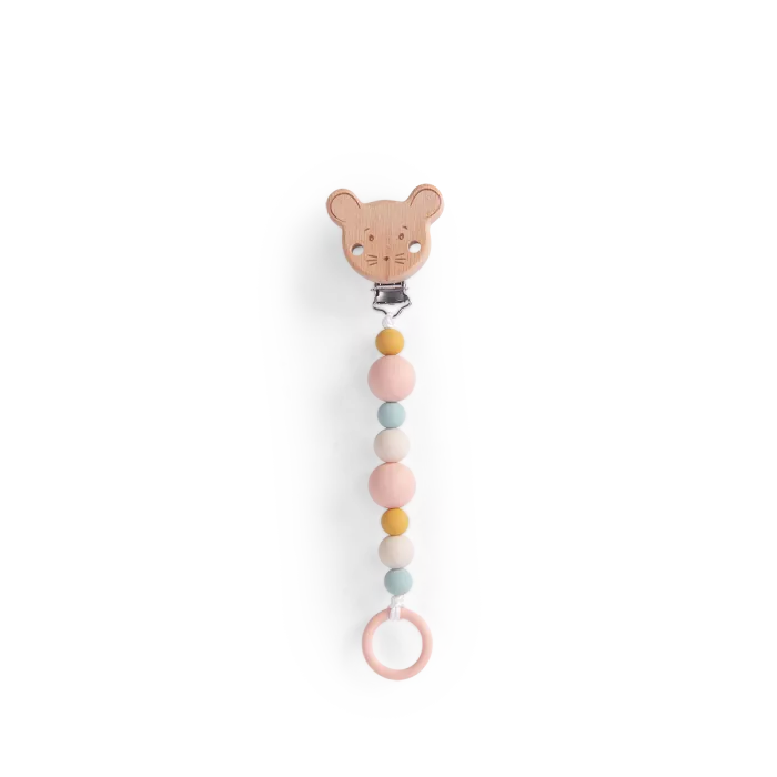 Attache-tétine bois et silicone Souris La petite école de danse - Moulin Roty