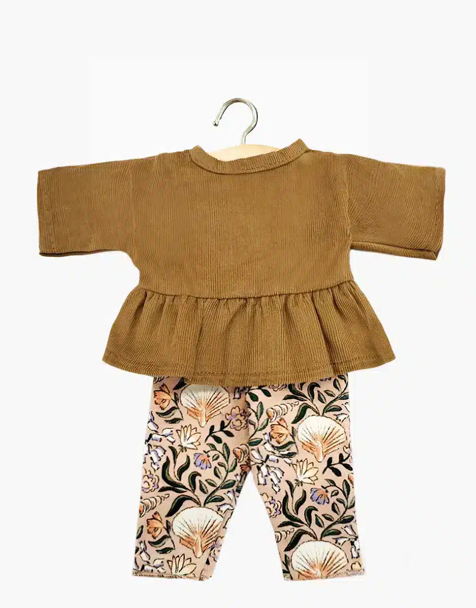 Babies Ensemble top Ophélia en milleraies havane et legging Nausicaa - Minikane