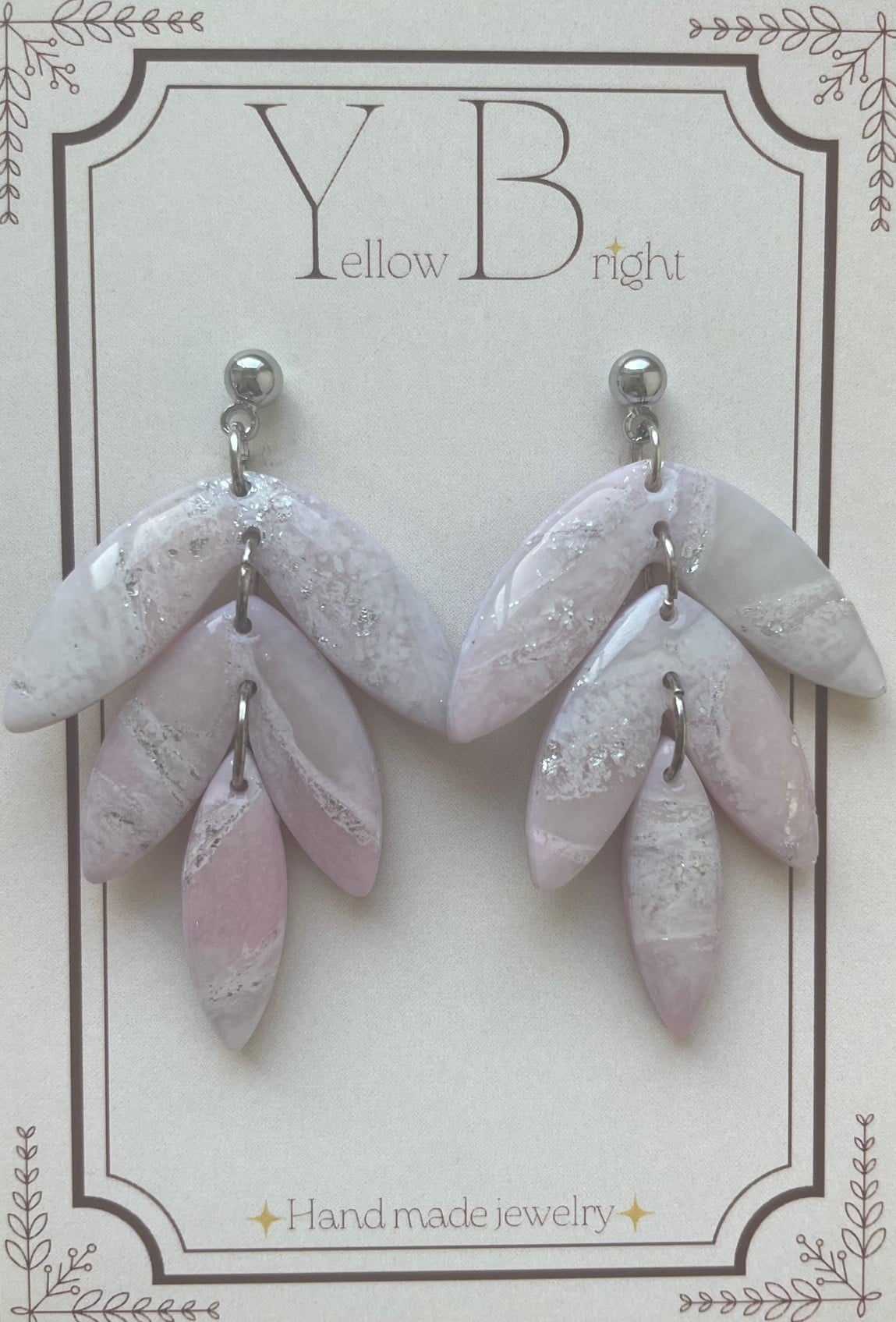 Boucles d'oreilles Trio rose pâle Taille adulte - Yellow Bright