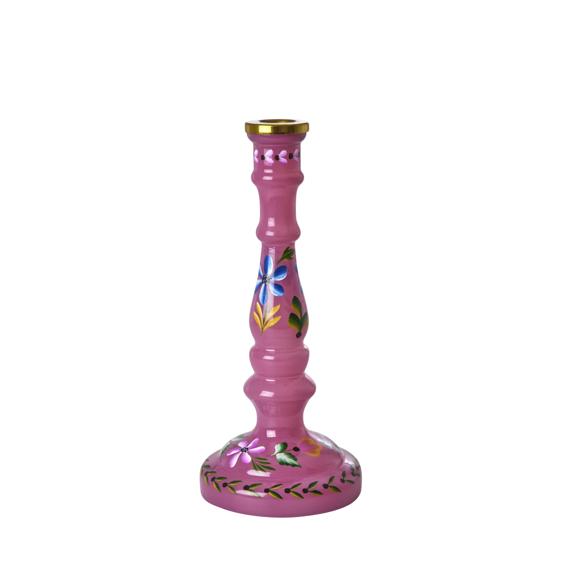 Bougeoir en verre Rose - Rice