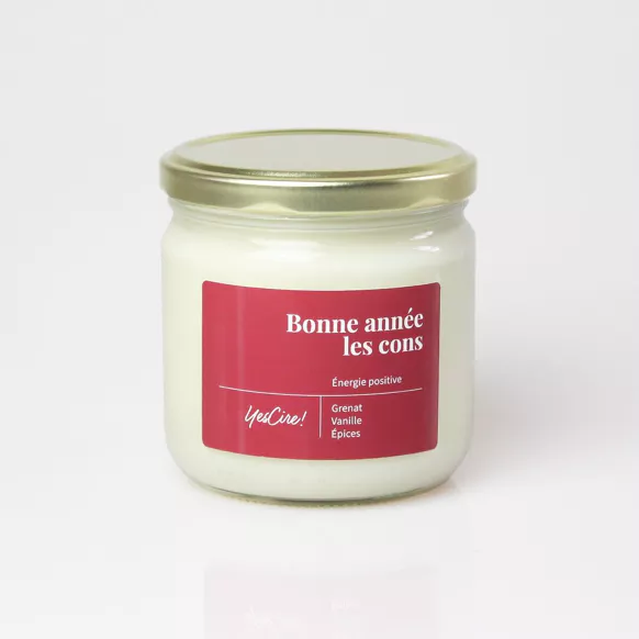 Bougie Bonne année les cons aux huiles essentielles et pierre lithothérapie - YesCire