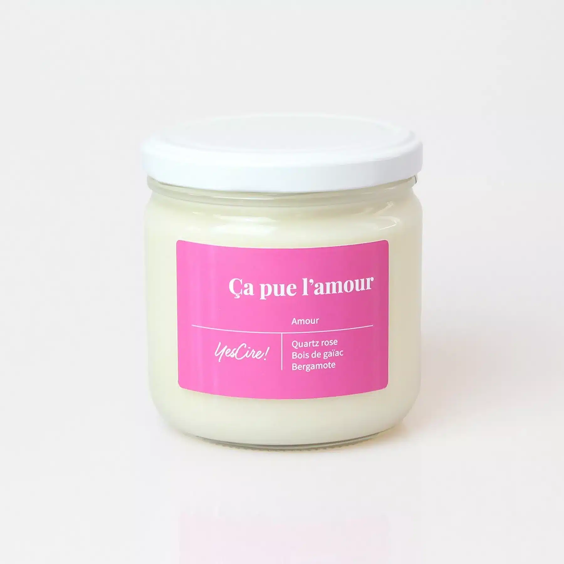 Bougie Ça pue l'amour Avec pierre Quartz rose Amour - YesCire