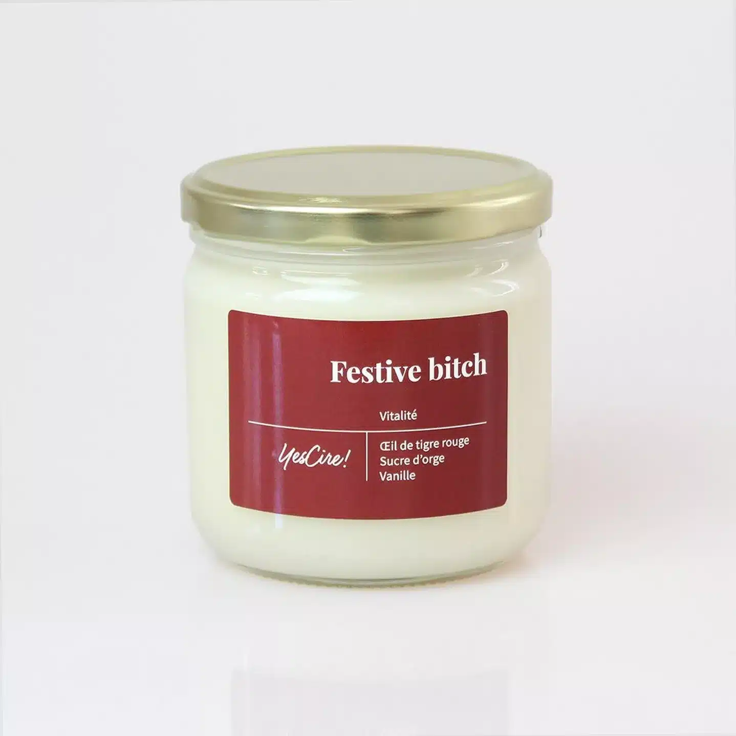 Bougie Festive bitch avec Pierre œil de tigre rouge Vitalité - YesCire