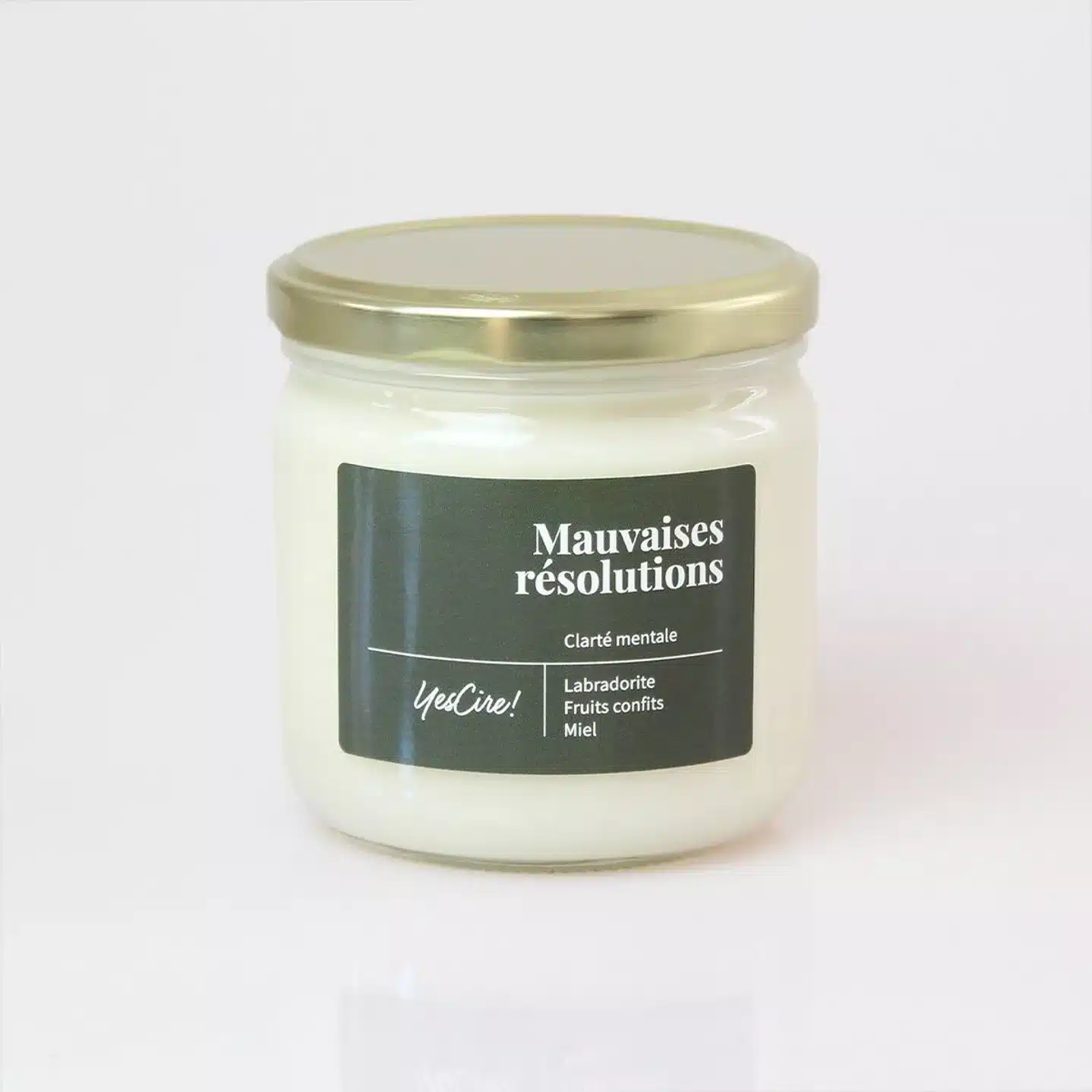 Bougie Mauvaises résolutions avec Pierre Labradorite Clarté mentale - YesCire