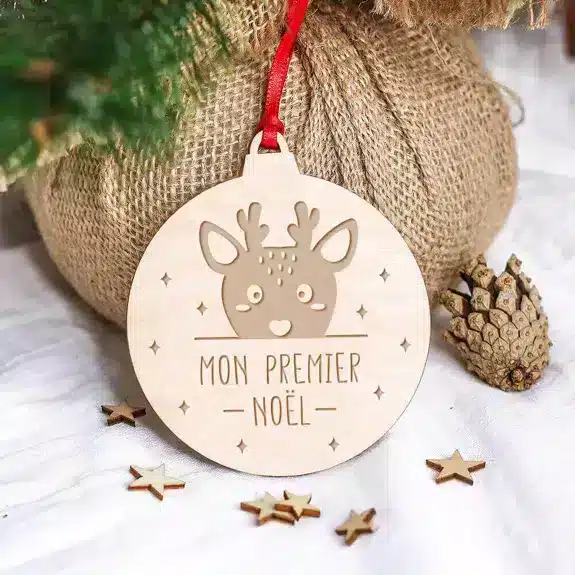 Boule de Noël "Mon Premier Noël" Avec Renne - Ourson Câlin
