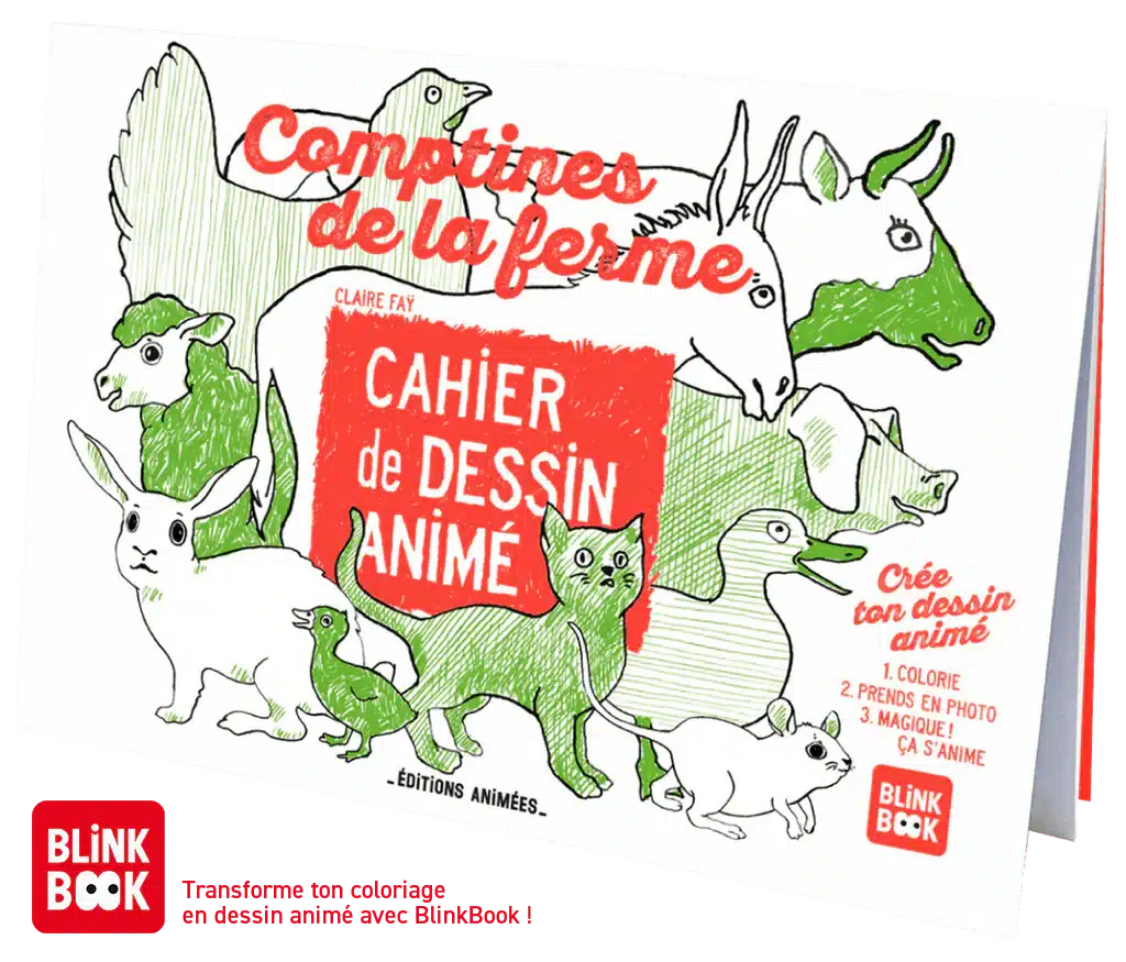 Cahier de dessin animé Blink Book Comptines de la ferme - Editions Animées