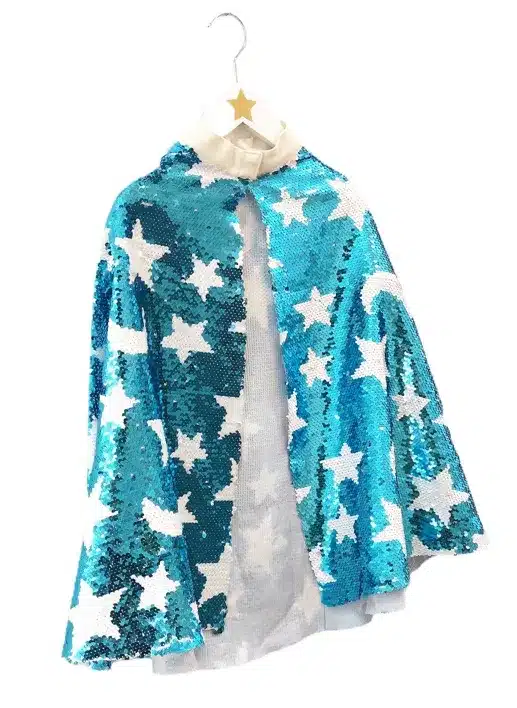 Cape de déguisement cosmique à sequins bleu et blanc - Ratatam