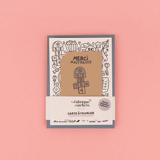 Carte à colorier et à semer Merci maîtresse - La Fabrique à Sachets