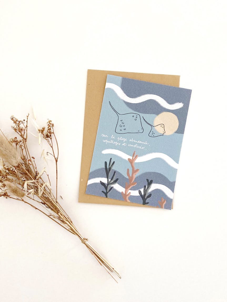 Carte A6 Coquillages et crustacés - Atelier Yuzu