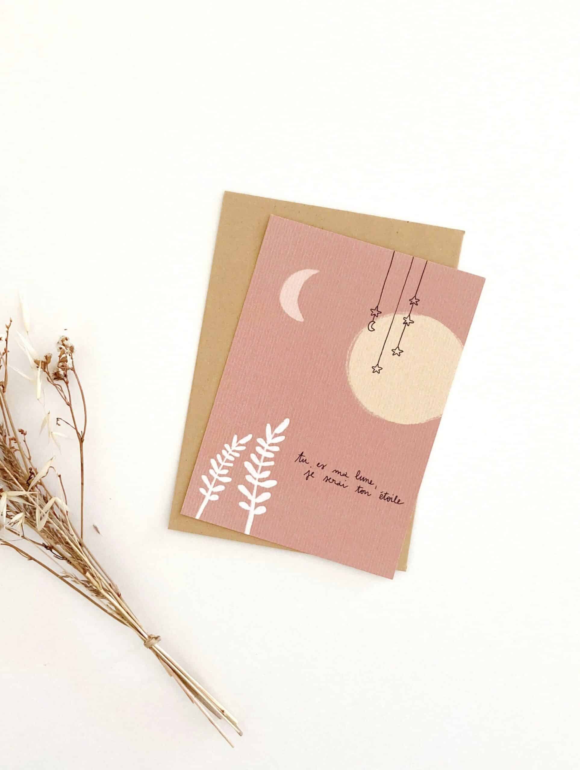 Carte A6 Tu es ma lune - Atelier Yuzu