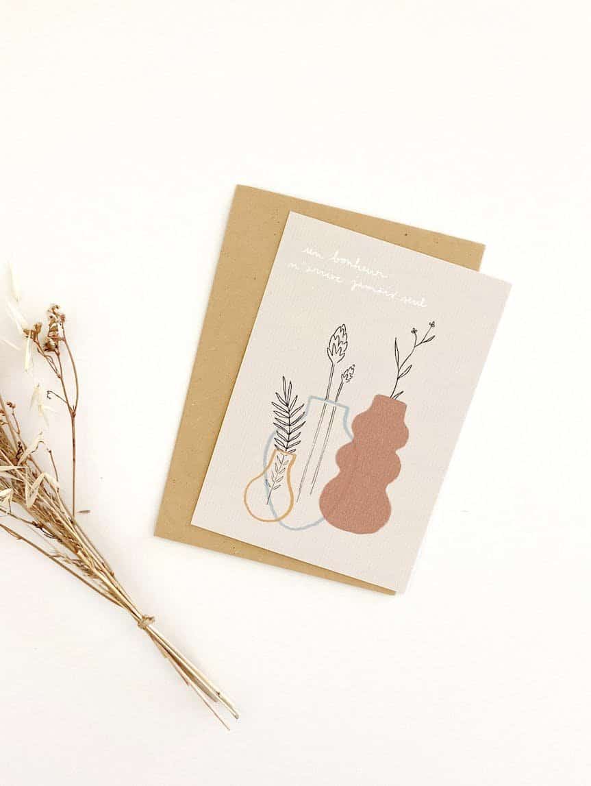 Carte A6 Un bonheur n'arrive jamais seul - Atelier Yuzu