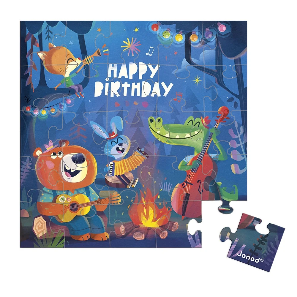 Carte anniversaire Puzzle Forêt - Janod