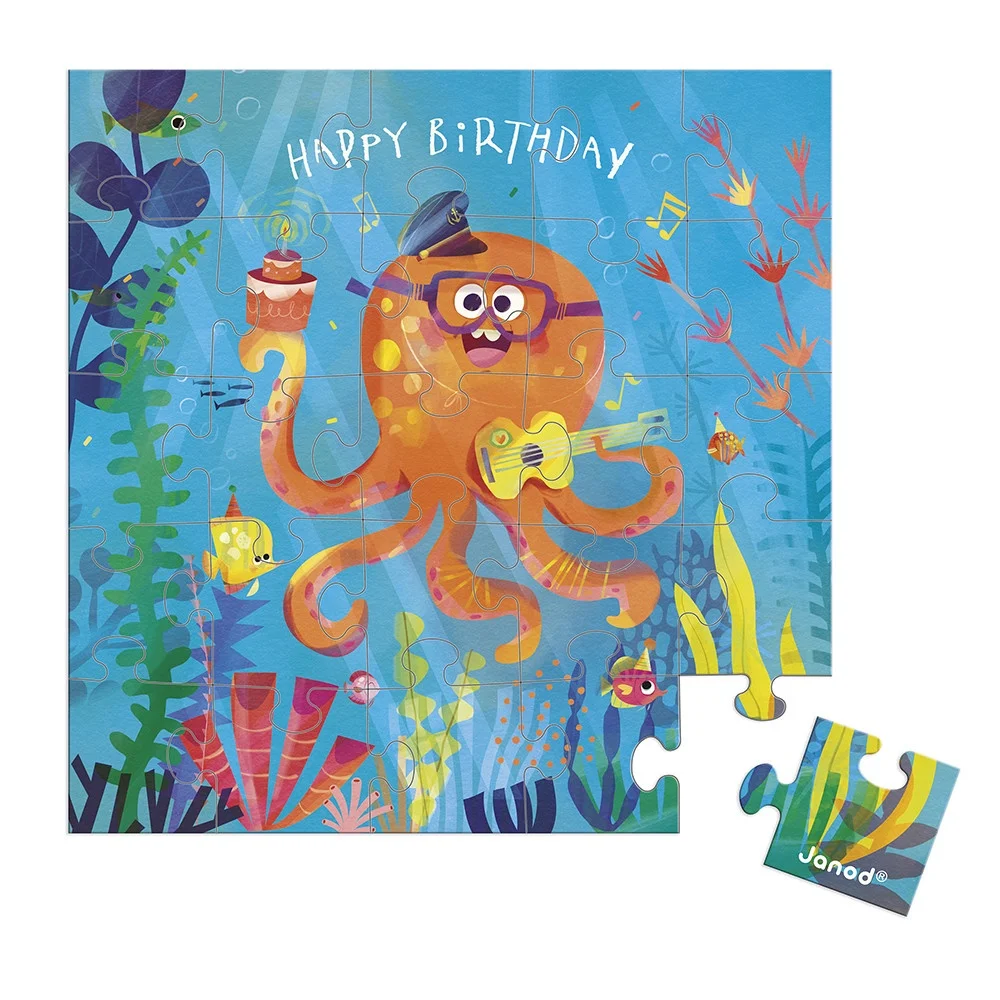Carte anniversaire Puzzle Poulpe - Janod