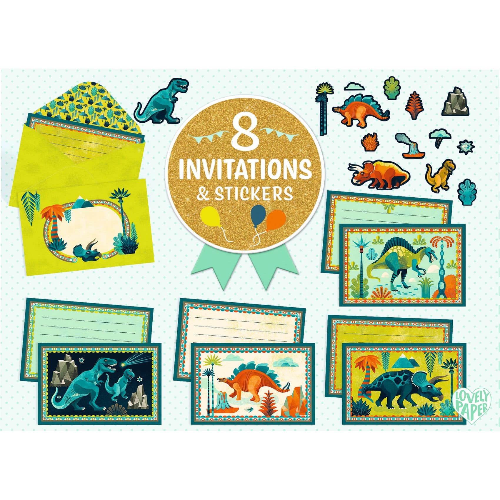 Cartes d'invitation Dinosaures - Djeco