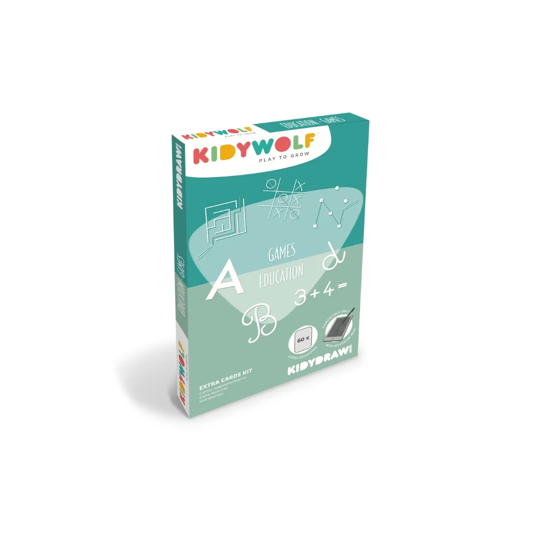 Boîte verte et blanche Cartes thèmes Jeux et Education Kidydraw-mini Kidywolf