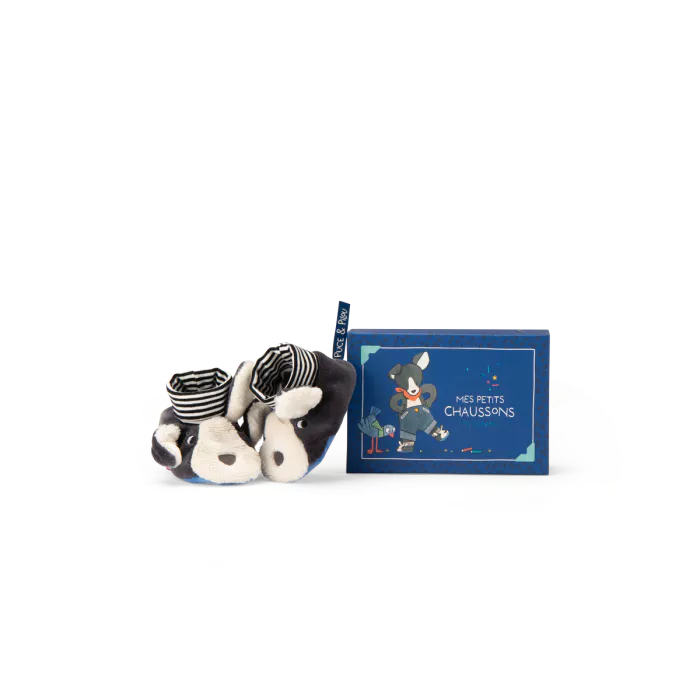 Chaussons chien Puce bleu Puce et Pilou - Moulin Roty