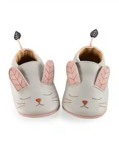 Chaussons cuir Lapin gris Après la pluie 18/24 mois - Moulin Roty