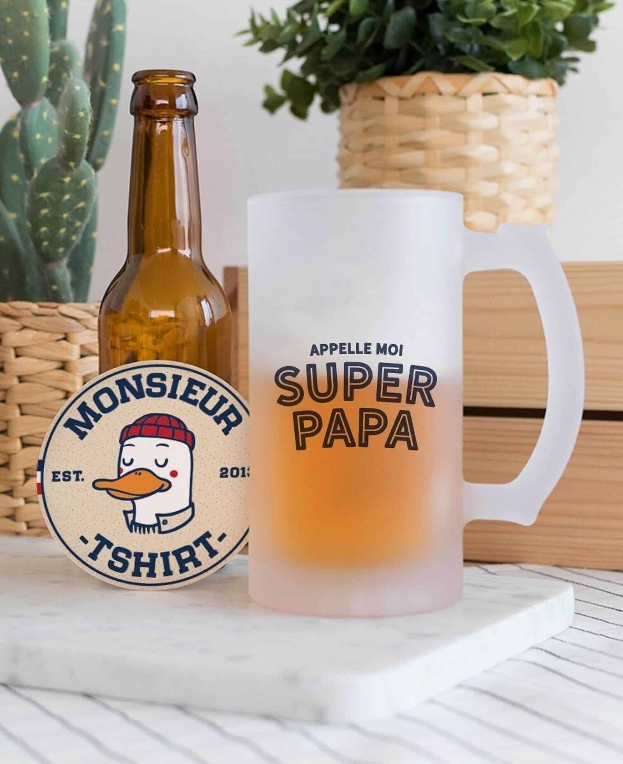 Chope de bière Appelle moi super papa - Monsieur TSHIRT
