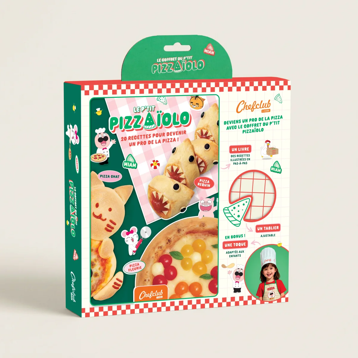 Coffret Kids Le Pizzaiolo et le tablier pizza - Chefclub Kids