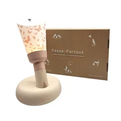 Coffret Lampe nomade 5 en 1 Papillon Rose poudré - Maison Polochon
