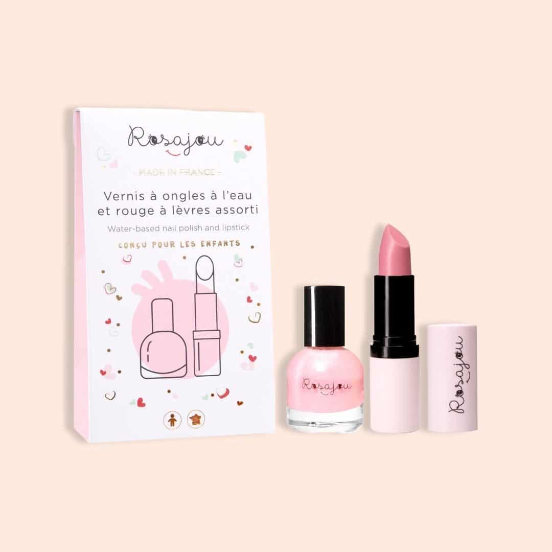 Coffret Rouge à lèvres enfant et vernis à l'eau rose Ballerine - Rosajou