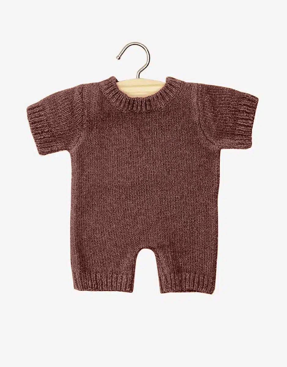 Combinaison Félix en tricot caramel chiné pour poupées Babies - Minikane
