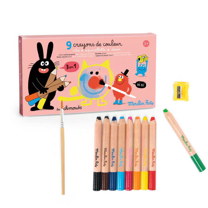 Crayons de couleur 3 en 1 Les Schmouks - Moulin Roty
