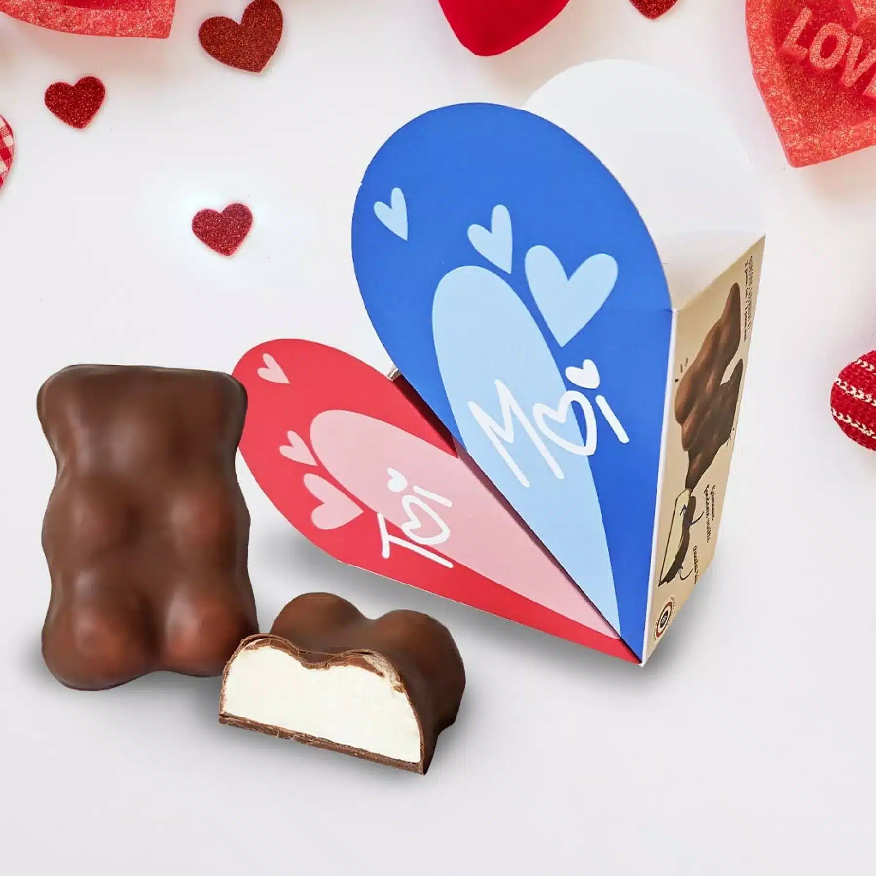 Double cœur maxi oursons guimauve Saint-Valentin - Chocodic