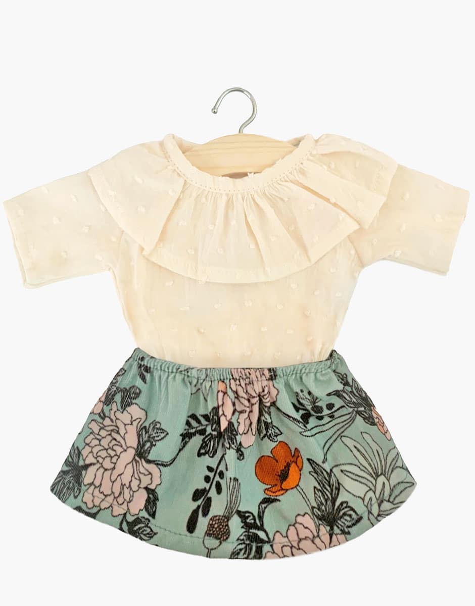 Ensemble Colette Luxury Rose plumétis écru pour poupées Gordis - Minikane