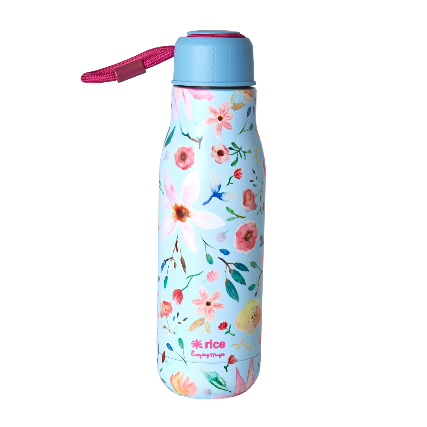 Gourde en acier inoxydable Bleu Impression Selma flower - Rice