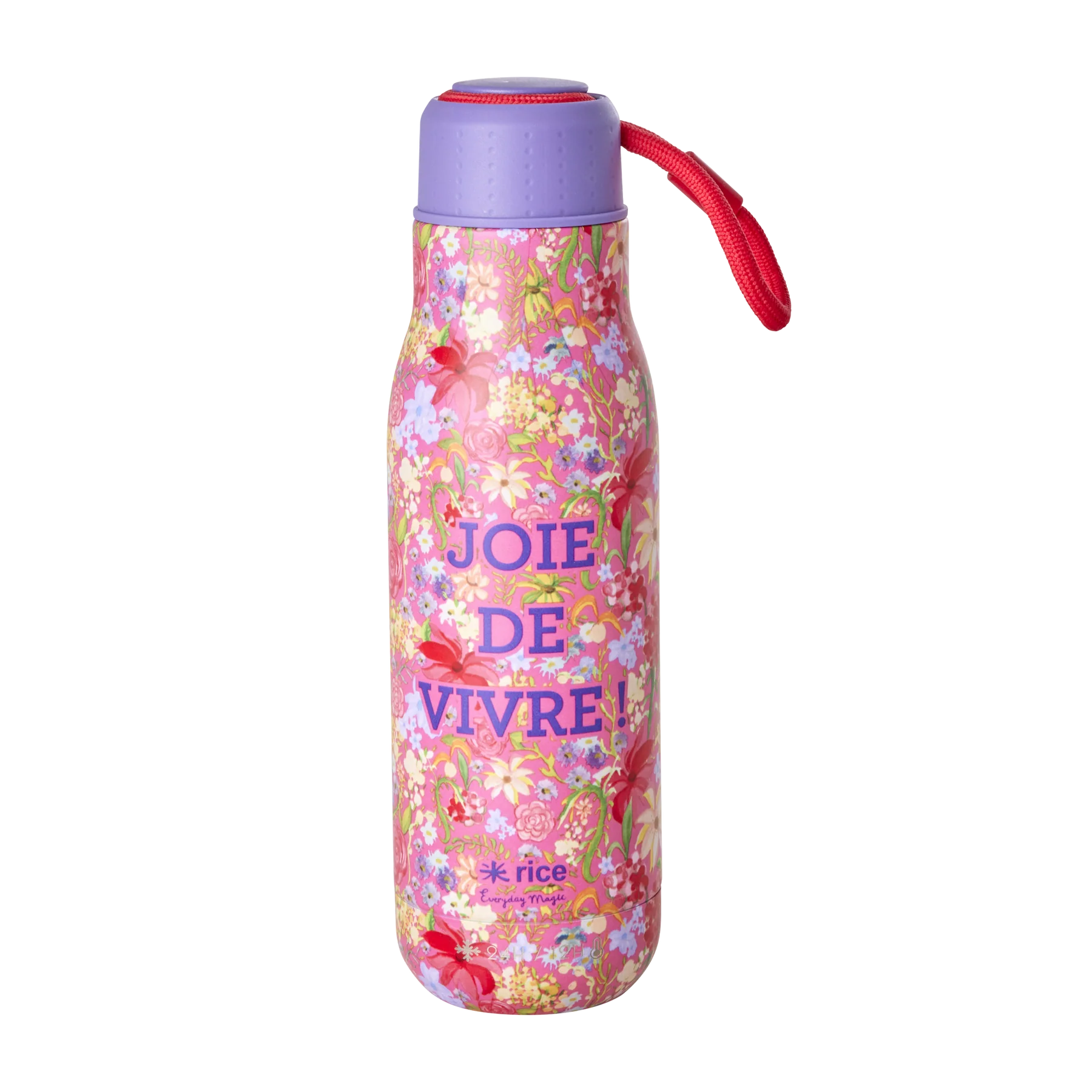 Gourde en acier inoxydable Rose Imprimé floral suédois - Rice