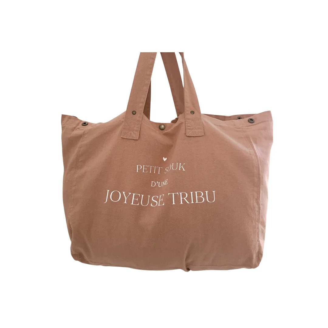 Grand cabas Petit souk d'une joyeuse tribu Bois de rose - Marcel et Lily