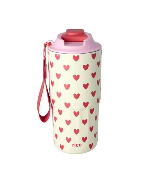 Grand Gobelet Inox Thermos Crème Hearts Print - Rice