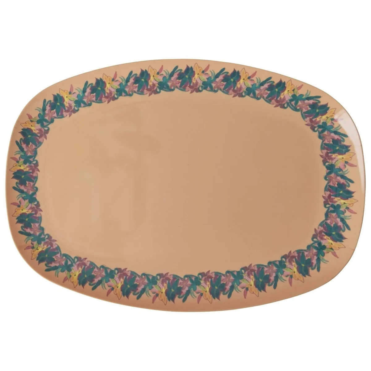 Grande assiette rectangulaire mélanine Corail Imprimé Hilma Forever - Rice