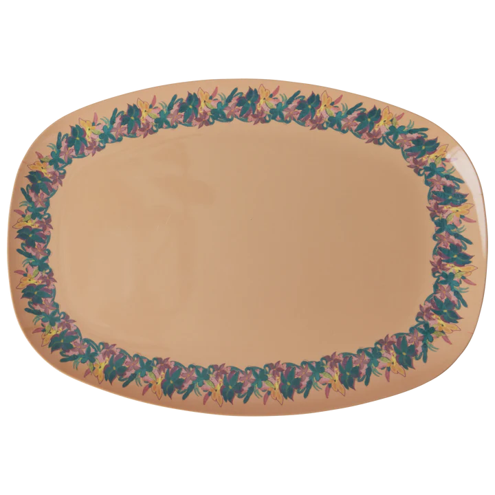 Grande assiette rectangulaire mélanine Corail Imprimé Hilma Forever - Rice