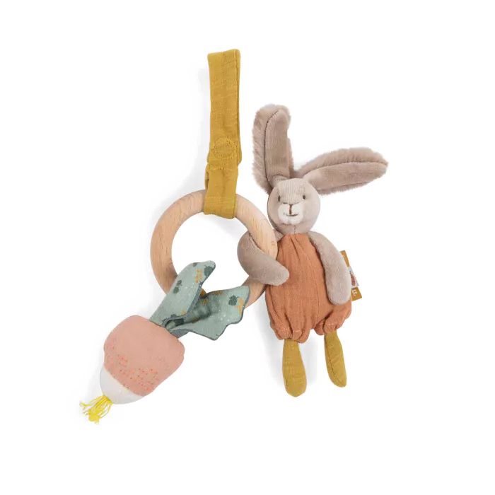 Hochet anneau bois Lapin Les trois petits lapins - Moulin Roty