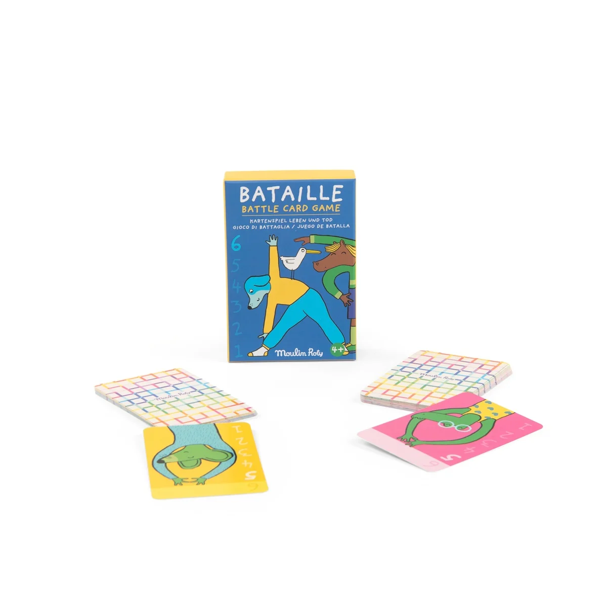 Jeu de bataille Les Loufoques Moulin Roty, cartes colorées avec personnages loufoques.