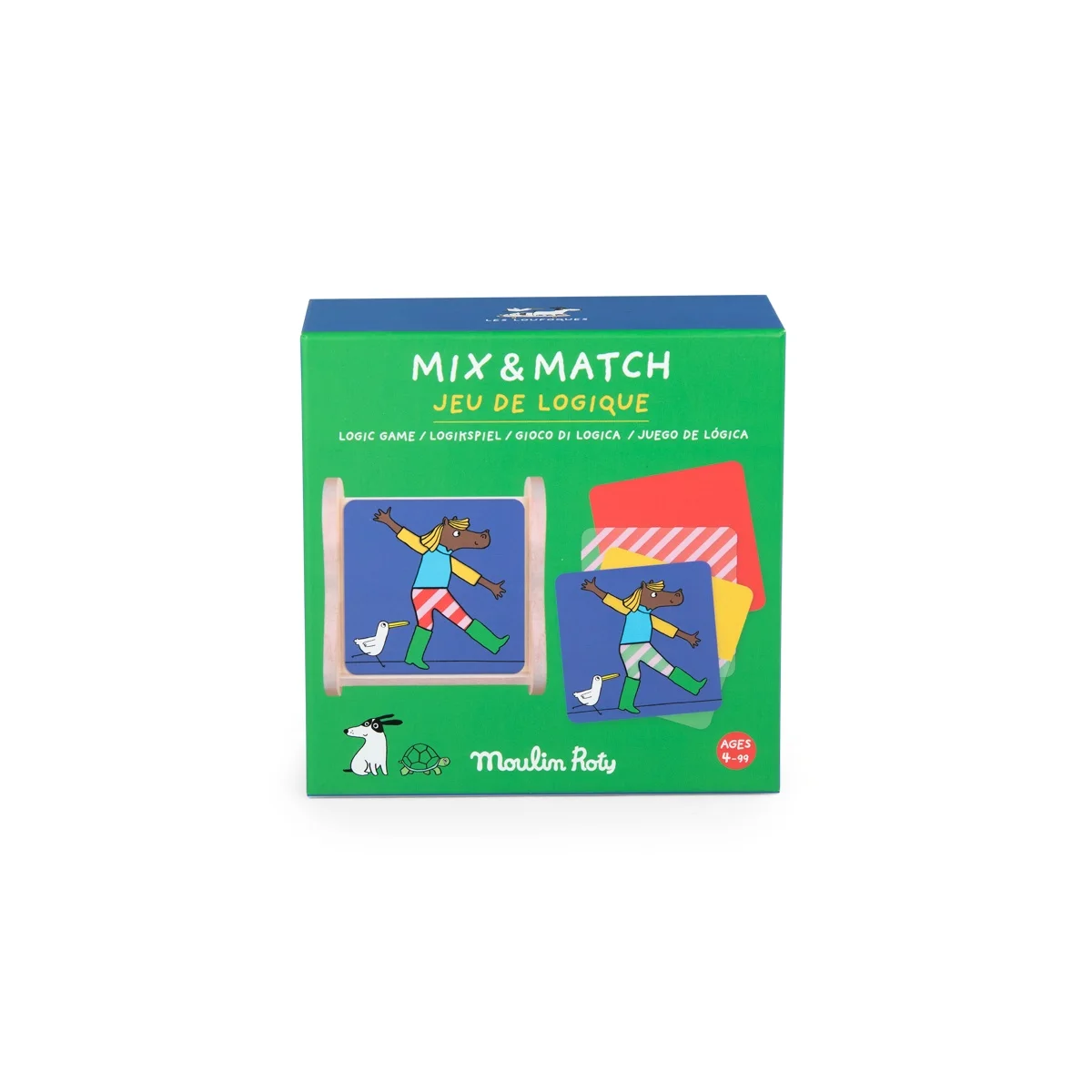 Boîte verte jeu de logique Mix et Match Les Loufoques avec cartes illustrées colorées Moulin Roty