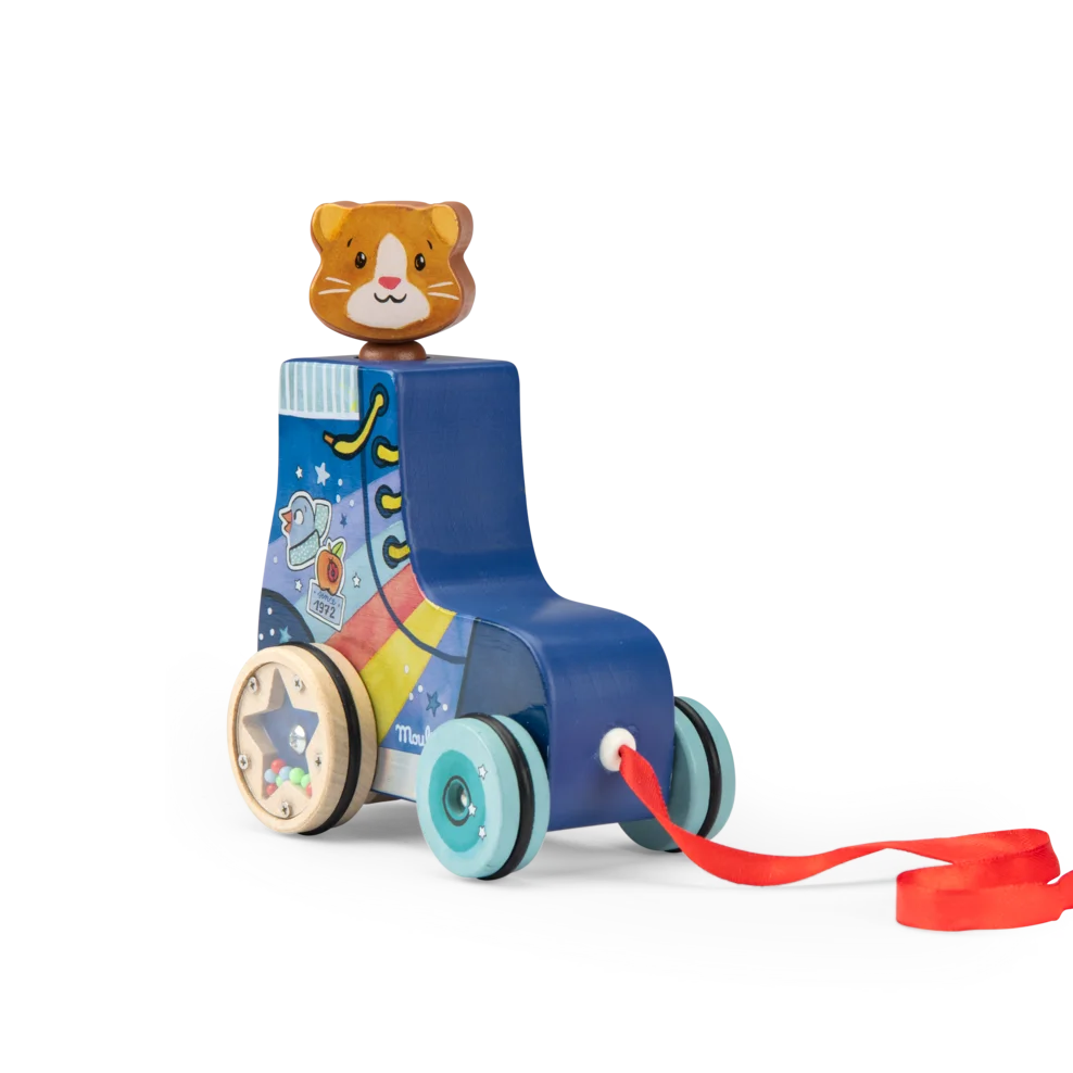 Jouet à tirer Roller Puce et Pilou - Moulin Roty