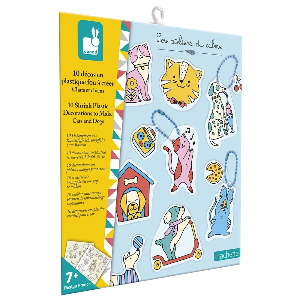 Kit Créatif 10 Décos en Plastique Fou Chats et Chiens à Créer - Janod