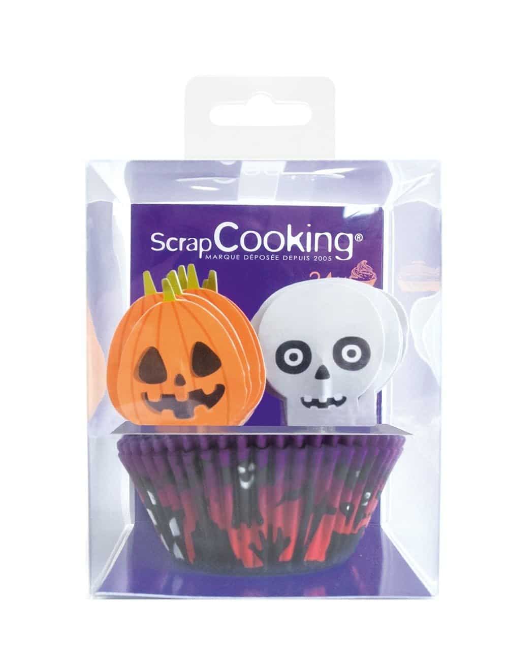 Kit de décoration Halloween 24 caissettes et 24 cake toppers - Scrapcooking