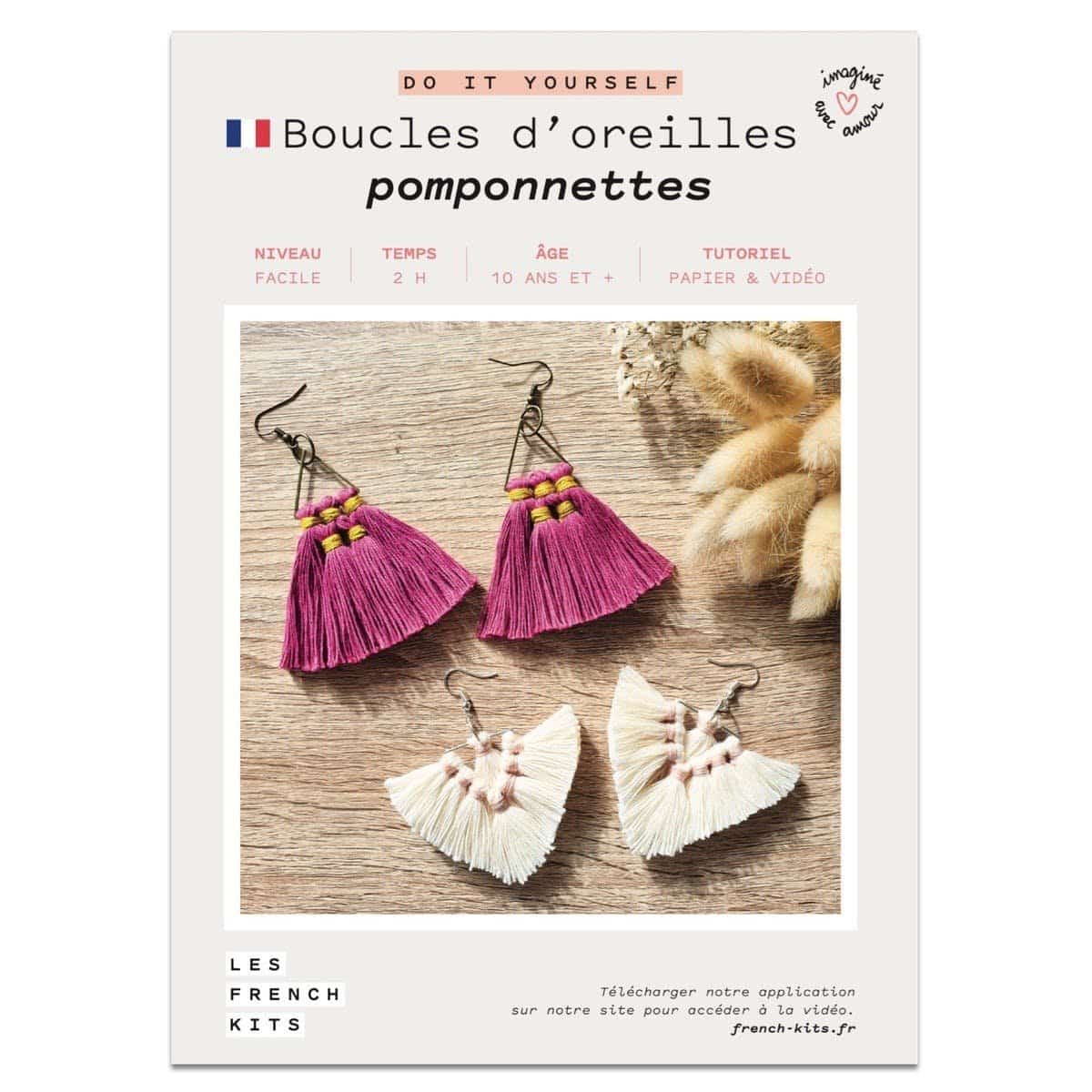 Kit Macramé Boucles d'oreilles Pomponnettes - French'Kits