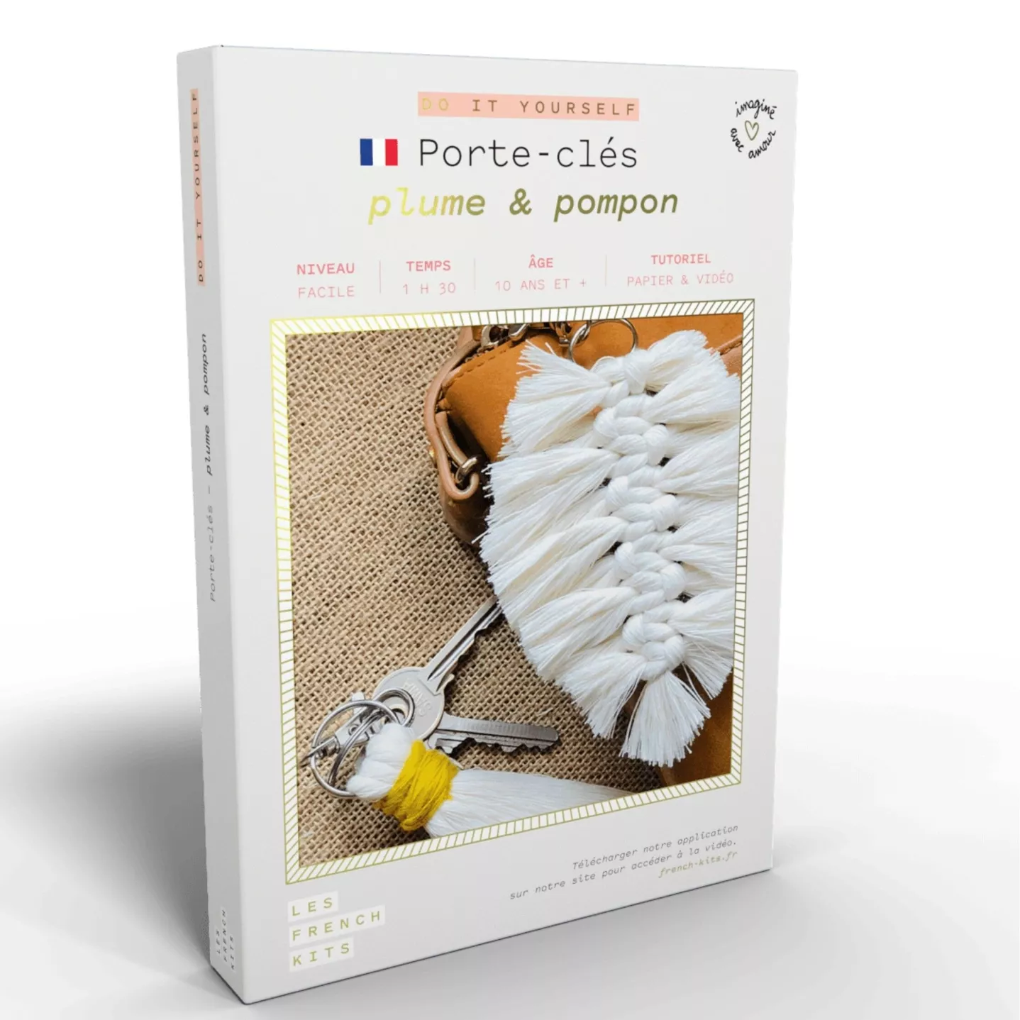 Kit macramé Porte clés Plume et Pompon - French'Kits