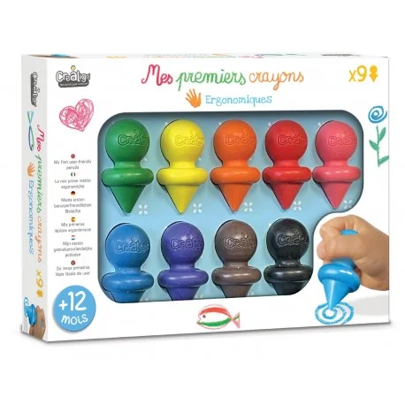 Coffret Mes premiers feutres Créa Lign', 8 gros feutres ergonomiques colorés.